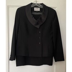 Kasper for ASL Black Skirt Suit Long Sleeve Blazer Skirt Sz 8 Petite Office‎